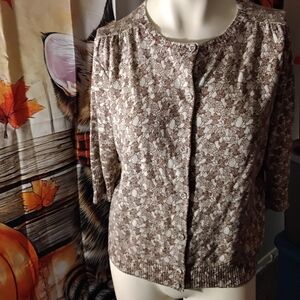 Territory Ahead Women's Size Medium Cardigan 3/4 Sleeve Silk Cotton light weight